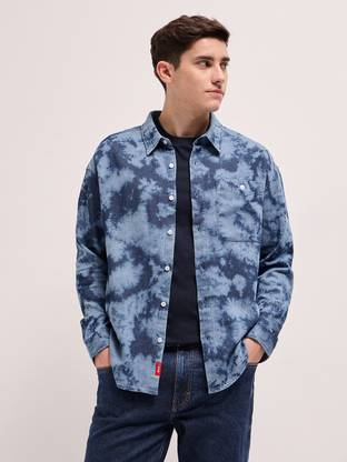 THE BEAR HOUSE Men Dyed/Ombre Casual Blue Shirt
