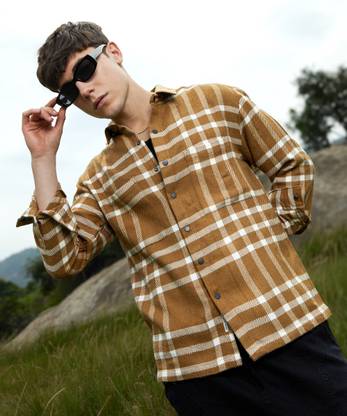 CAMPUS SUTRA Men Checkered Casual Brown Shirt