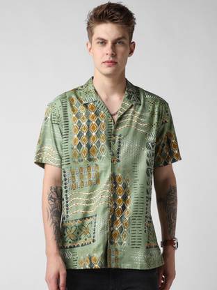 VASTRADO Men Printed Casual Green Shirt