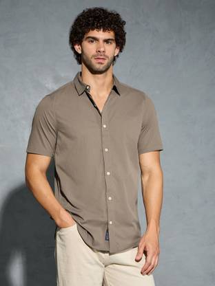 TECHNOSPORT Men Solid Casual Brown Shirt