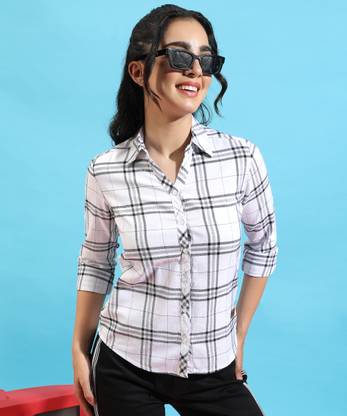 CAMPUS SUTRA Women Checkered Casual White Shirt