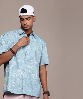Roadster Men Printed Casual Blue Shirt
