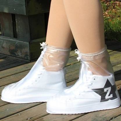 Tanlesa Waterproof, Thickened Sole Reusable Silicone Rubber Non Slip Shoe Protectors, Silicone White Boots Shoe Cover