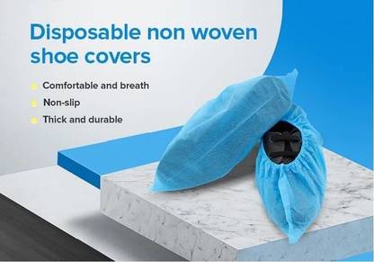 Mr. Glove Blue Non-woven Shoe Cover for Surgical,Restaurants & Home Use Microfibre Blue Flat Shoe Cover, Toes Shoe Cover