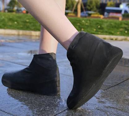 DIOXIT 1 Pair Waterproof Silicone Reusable Non-Slip Shoe Covers for Rain and Snow Silicone White Boots Shoe Cover, Flat Shoe Cover