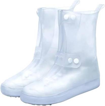 daesgesage ubber Shoe Boot Covers Not-Slip Reusable Rain Shoe Protectors Silicone White Boots Shoe Cover