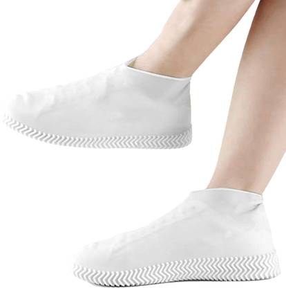 DIOXIT Reusable Silicone Rubber Shoe Protectors Waterproof Boot and Shoe Covers Silicone White Boots Shoe Cover, Flat Shoe Cover
