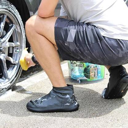 Dermeida Wear Resistant Silicone Rain Shoe Covers Silicone Black Boots Shoe Cover, Flat Shoe Cover