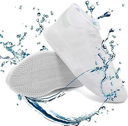 SIDGO Reusable Non-Slip Resistant Silicon Waterproof Boots Cover for Kitchen Garden Silicone WHITE Boots Shoe Cover, High Ankle Shoe Cover, Toes Shoe Cover