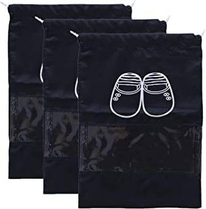 Tekbazaar Urban Shoe Bag for Travel |Shoe Cover for Storage | Perfect for Travel & tracking| Microfibre Black Boots Shoe Cover, Flat Shoe Cover, High Ankle Shoe Cover