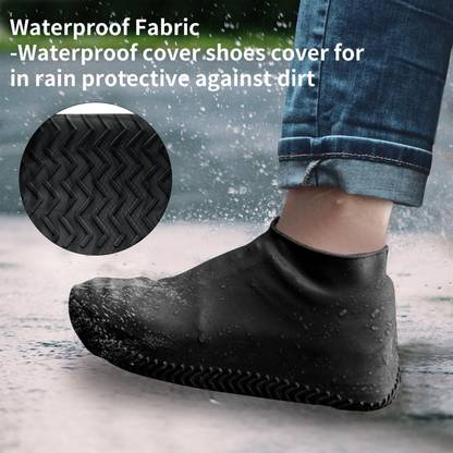 Dermeida Overshoes Protectors Silicone Rain Boots Shoes Cover Silicone Black Boots Shoe Cover, Flat Shoe Cover