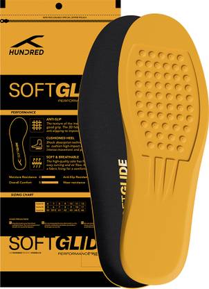 Hundred Soft Glide Performance - Anti Slip Cushioned Insoles for Any Shoe / 6 UK Insole