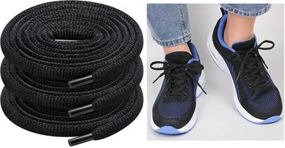 SUPERFAB Oval Black Athletic Shoelaces Half Round Shoe Laces Black Color 120cm Shoe Lace