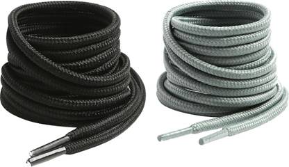 XERUS Round Boot Lace Casual Hiking Shoelace 120CM Black Light Grey Shoe Lace