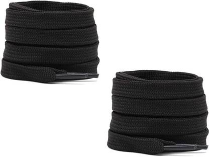 SHOESHINE Flat shoelace Hollow Thick (120cm) for casual shoes 2 Pair Black Shoe Lace