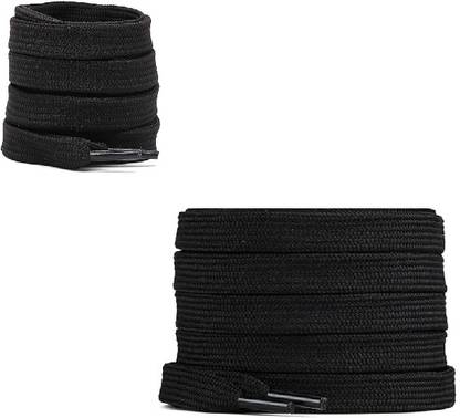 zeepzone Shoe laces Wide for Athletic Running Sneakers ( Black Flat set of 5 ) Shoe Lace