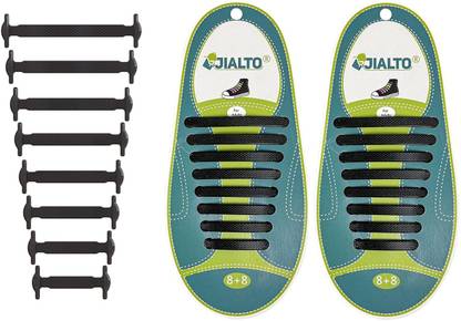 JIALTO No tie Shoe Laces Adults Stretch Silicone Elastic Laces No Tie Tireless Black Shoe Lace