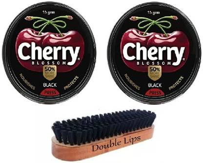 DOUBLE LIPS Cherry Blossom Wax 15 Grm 2pc With Brush 1pc Leather Shoe Liquid Polish