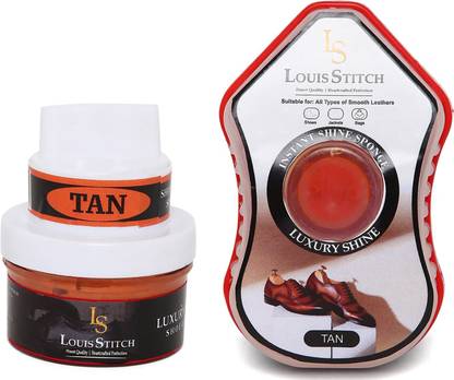 LOUIS STITCH Tan Shoe Shiner and Shoe Cream with Applicator For Leather items (Color_Tan) Leather, Patent Leather, Synthetic Leather Shoe Cream
