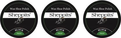 Sheppits Premium Wax Black Shoe Polish (40g each, Pack of 3) Leather, Patent Leather, Synthetic Leather Shoe Wax Polish