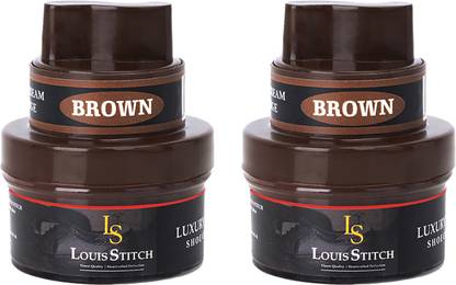 LOUIS STITCH Brown Shoe Cream with Applicator For Leather items (Color_Brown_Pack of 2) Leather, Patent Leather, Synthetic Leather Shoe Cream