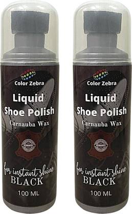 Color Zebra Liquid Shoe Polish Color - Black (Pack of 2 x 100 ML) Leather Shoe Liquid Polish