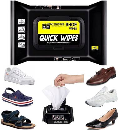 KINJAY Shoe Cleaner 80 Wipes Remove Dirt & Stains -These Disposable Shoe Cleaning Wipes Sports, Canvas, Patent Leather, Synthetic Leather, Nubuck Shoe Cleaner