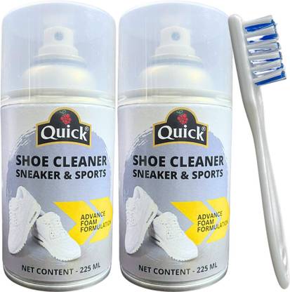 Quick Shoe Cleaner Spray for Sneakers & Sports Shoes | Pack -2 | x 225 ML Sports, Synthetic Leather Shoe Cleaner
