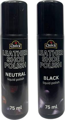 Quick Leather Liquid Shoe Polish Color - Neutral (Pack 75 ML) and Black (Pack 75 ML) Leather Shoe Liquid Polish
