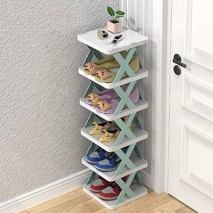 GETHIGHKP 6 Layer Shoes Stand, Plastic Adjustable Shoe Rack, Folding Shoe Rack Plastic Shoe Stand