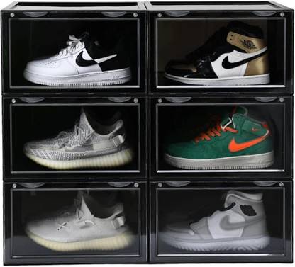 KriShyam ® Shoe Boxes Stackable Organizer,Front Open Sneaker Display Containers Bins Plastic Shoe Rack