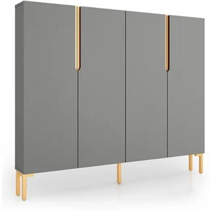 NG Decor Nordic Gray Shoe Cabinet 4-Door Slim Shoe Organizer Adjustable Shelves in Large Engineered Wood Shoe Rack