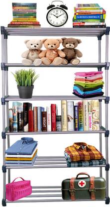 TURBOMAX 6 Layer Book Shelf for Home Library Multipurpose Storage Organizer Rack Stand Plastic Open Book Shelf