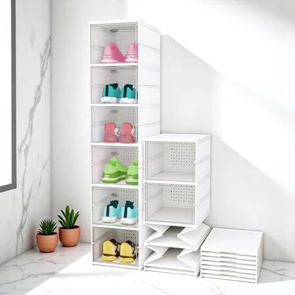Aliens Foldable Shoe Organizer Storage Box/ Collapsible Shoe Rack/ Foldable Closet Plastic Collapsible Shoe Stand