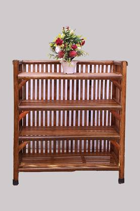 RAINBOW Wooden, Cane Shoe Rack Book Shelf for Home Kitchen ,Office Files Engineered Wood Open Book Shelf