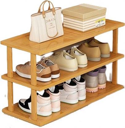 GRACIOUS MART Wooden Bamboo Rack Kitchen Organizer Shoes & Slippers Book Shelves Planter Stand Solid Wood Shoe Rack