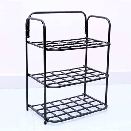 N H Enterprise 3-Tiers Shelf Footwear Collapsible Corner Tower Shoes and Book Slots Rack Metal, Plastic Collapsible Shoe Stand