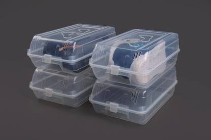 Finner Plastic Foldable Stackable Shoe Box Transparent Color 4Pc Plastic Shoe Rack