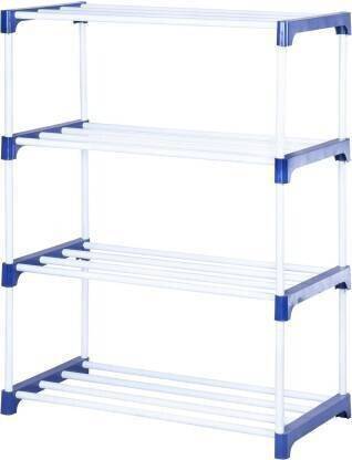 Shree Enterprises 4 Shelf Shoe Rack(Blue & White),sturdy,foldable, Multipurpose,Book, Shoe storage Metal, Plastic Shoe Stand
