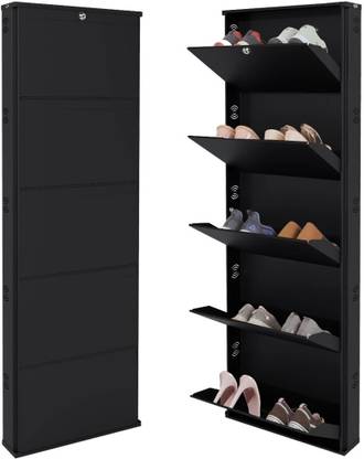 Jaimini Space-Saving 19 Inches Wide Wall-Mountable with Lock & Key for Home and Outdoor Metal Shoe Rack