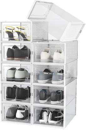 PrimAlite Plastic Stackable Rectangle Shoe Storage Boxes | Upto UK: 9.5, US: 10 Plastic Shoe Rack
