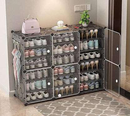 Hemovia Plastic Cubort Shoe Rack 10-Shelf 5 Door Plastic Shoe Rack
