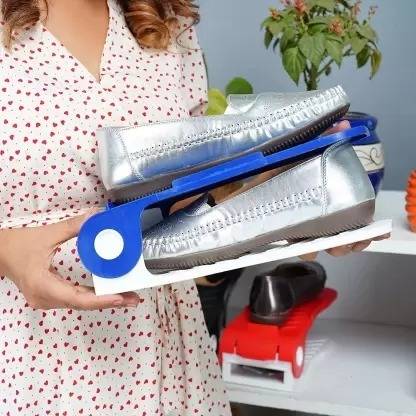 HOMTOZ Double Layer Stack Shoe Rack Plastic Shoe Plastic Shoe Rack