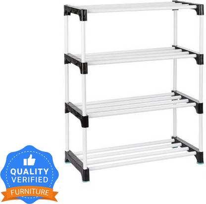 RKE Black 4 Shoe Rack Plastic Shoe Stand