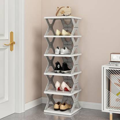 Point Zero 6 Layer Shoe Rack - Indoor-Outdoor Shoe Shelf, Plastic Storage for Home & Office Plastic Collapsible Shoe Stand