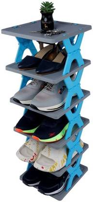 TWINKLE PARADISE Adjustable Shoe Rack, Shoe 6 Slots Organizer Shelf Plastic Shoe Stand