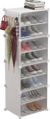 GIBI 4-Door 8-Shelf Multi Purpose Plastic Collapsible Shoe Stand