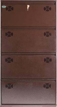 shandar steel 4 Door 28 Inches Wide Single Decker Wall Mounted With Central Locking System Metal Shoe Rack