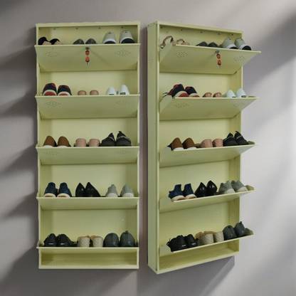 Aavatar 5 Door Ivory 26 Inch Wall Mounted Modern Shoerack Metal Shoe Rack