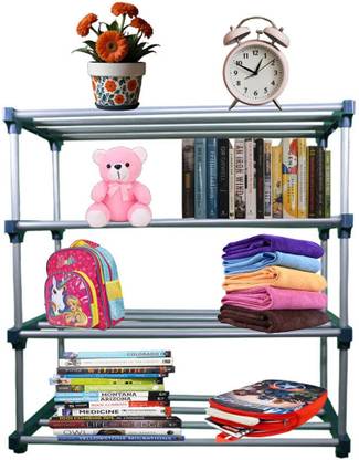 DEMARK Multipurpose 4 Layer Plastic Pipe Book Shelf Cover Plastic Collapsible Shoe Stand